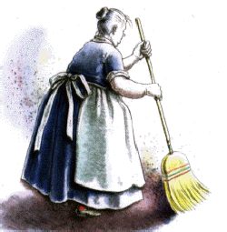 The  old woman seized her sweeping  broom